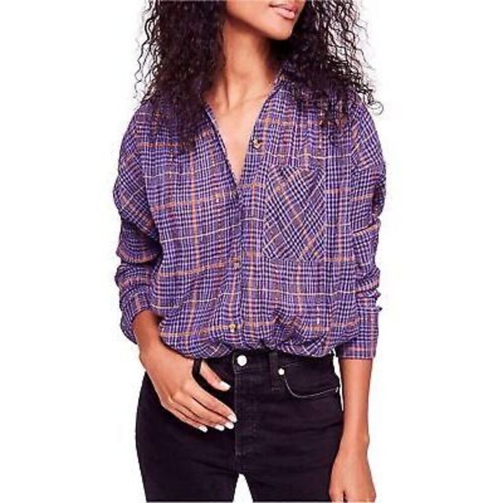 Free People Womens Break My Stride Button Up Shirt size small
